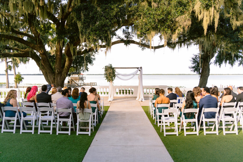 wedding ceremony setup at Bella Cosa in Lake Wales Florida