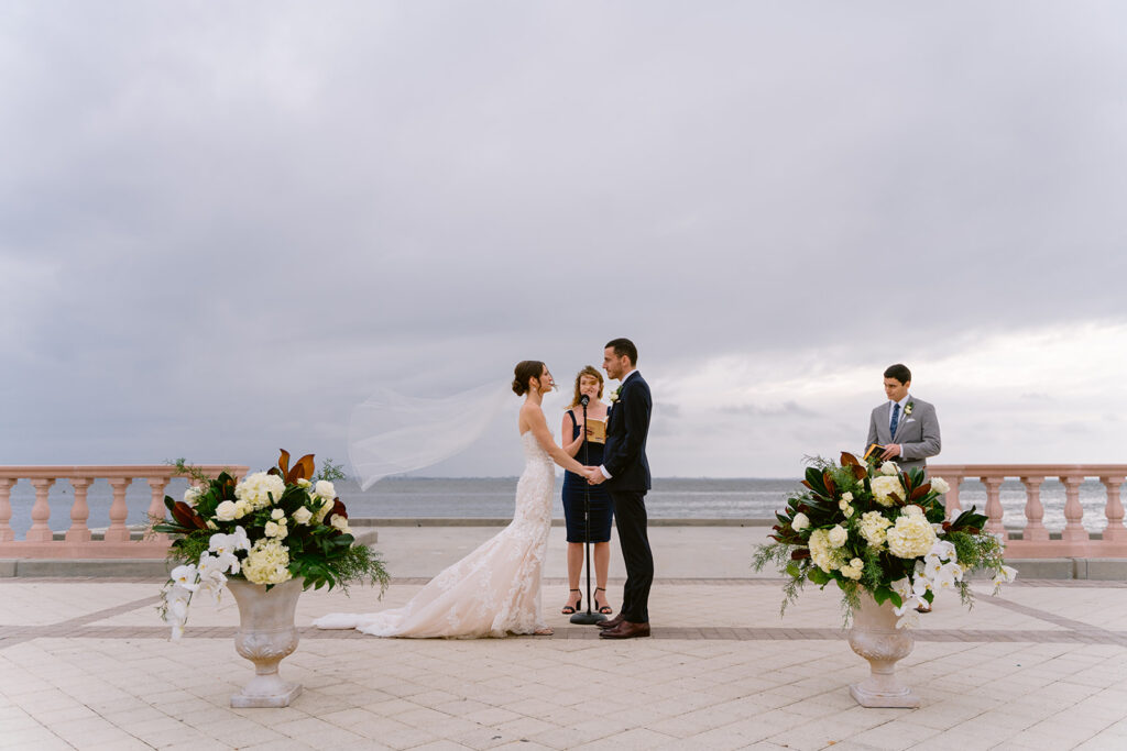 bride and groom sharing their vows at their New College Wedding ceremony